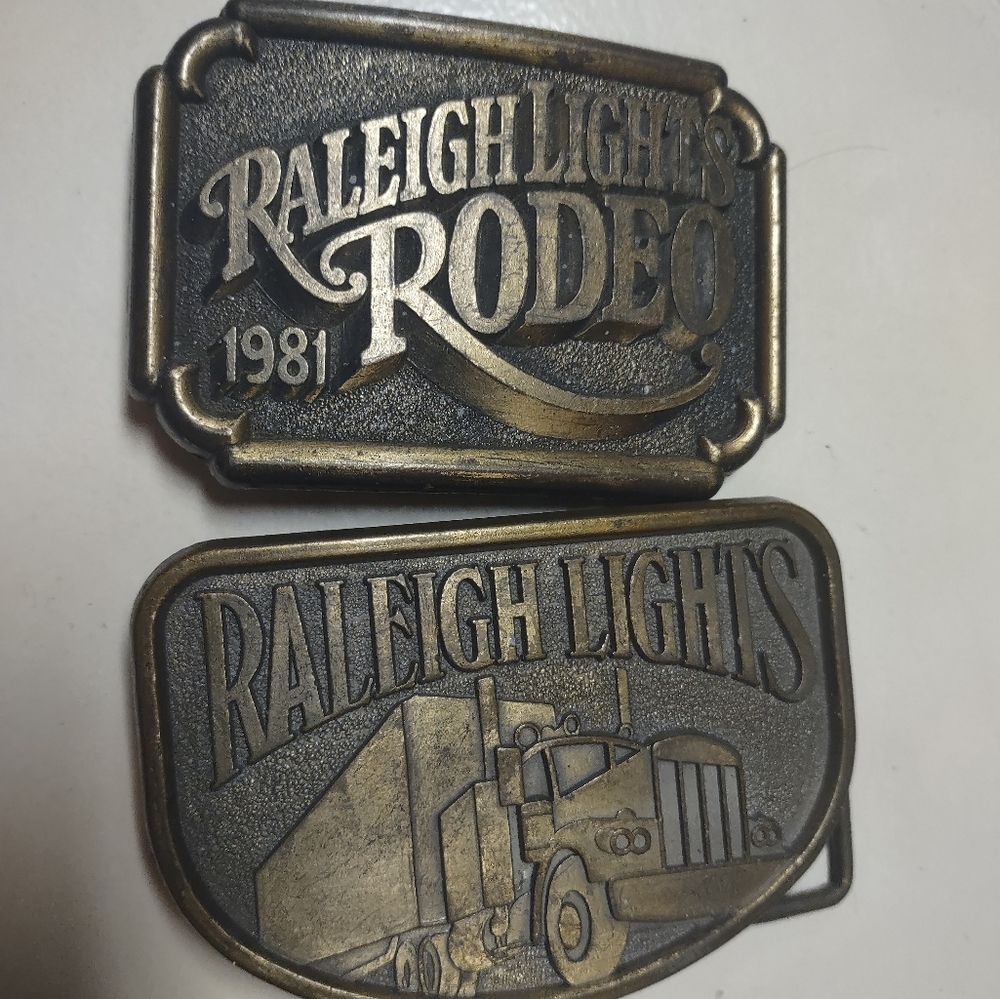 2 Raleigh lights Vintage belt buckle bundle